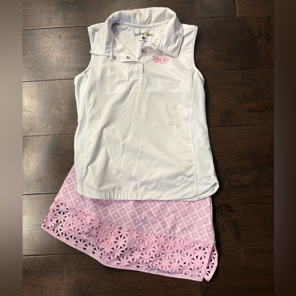 White Sleeveless Top and Pink Skort Set